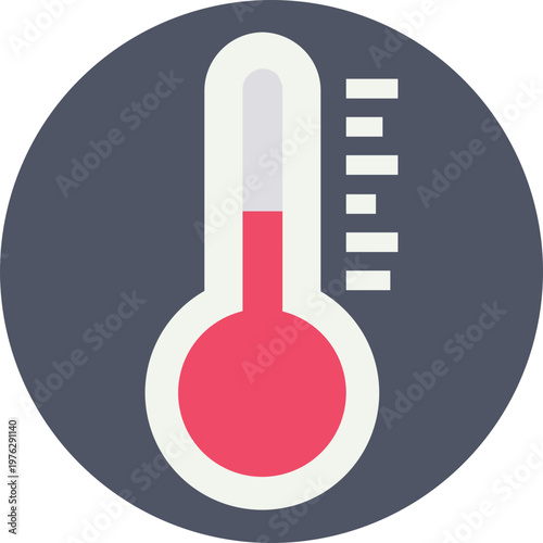 Thermometer Icon on Circular Background, Temperature Measurement Flat Vector Illustration