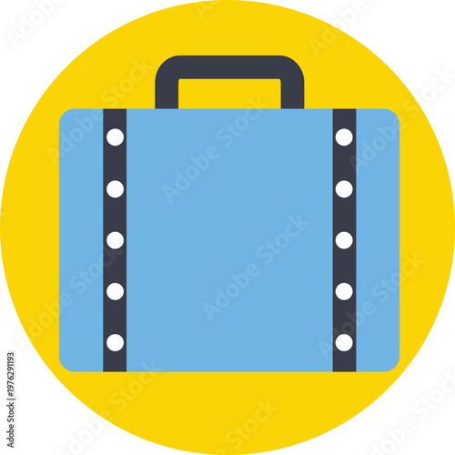 Travel Suitcase Icon on Circular Background, Tourism Luggage Flat Vector Illustration