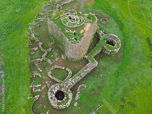 Aerial view of Nuraghe Losa in Abbasanta. Sardinia. Italy