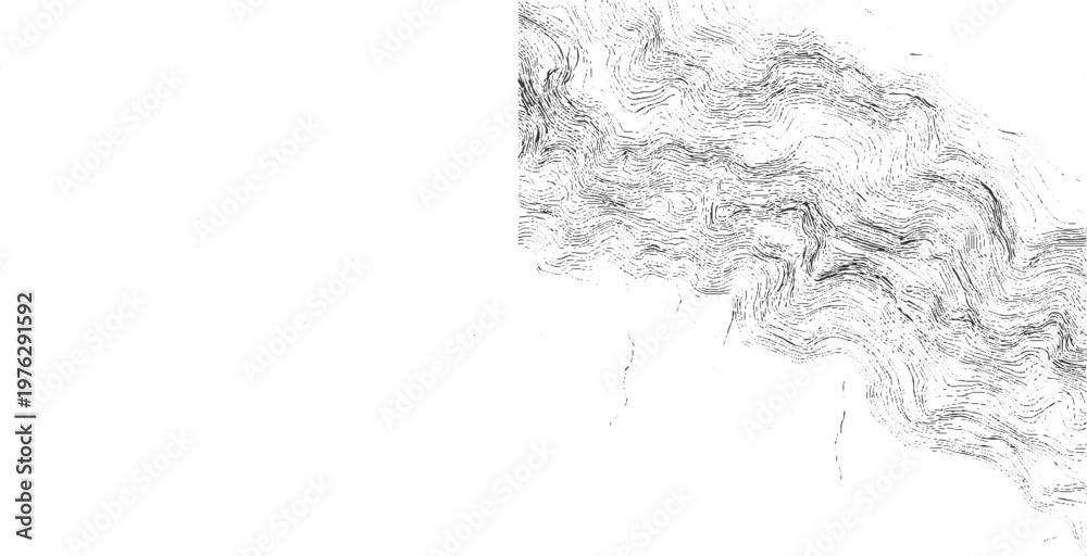 Fototapeta premium Topographic contour lines depicting mountainous terrain with intricate patterns and varying density
