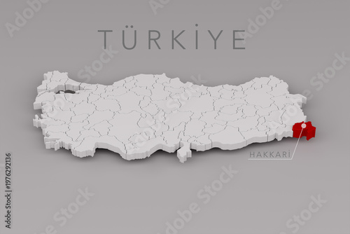 Turkiye Map Highlighting Hakkari Province Location