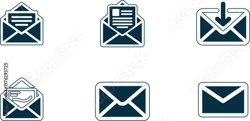 Email envelope icons a set of digital communication symbols