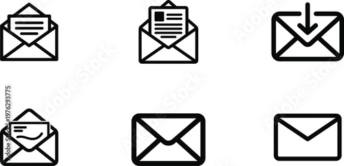 Email envelope icons a set of digital communication symbols