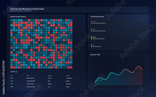 Photos Cybersecurity Monitoring Dashboard with Threat Alerts
