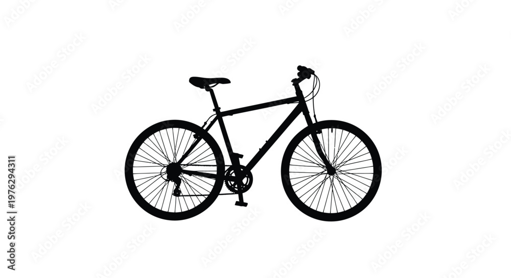 Fototapeta premium Black silhouette of a mountain bike with visible details sporty design silhouette