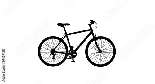 Black silhouette of a mountain bike with visible details sporty design silhouette