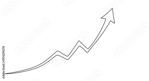 Ascending line graph depicting growth and positive trend black silhouette