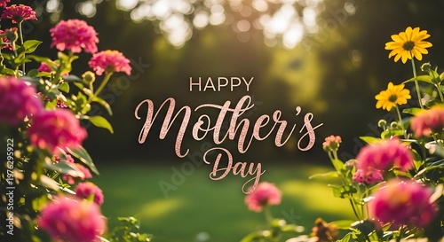 Celebrating mothers day beautiful pink and yellow flowers with a heartfelt 'happy mother's day' message