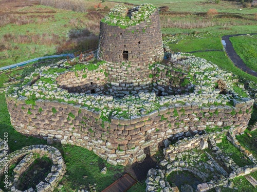 Aerial view of Nuraghe Santu Antine in Torralba. Sardinia, Italy