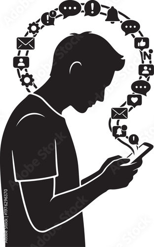 Social Media Addiction Silhouette