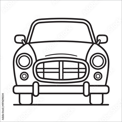 Vintage classic car front view illustration for retro design and transportation themes