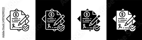 Loan Approval Icon Of Line Black And White Style Vector Illustrationn