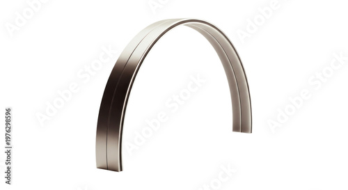 Metallic arc shape isolated on white background simple and elegant design.
