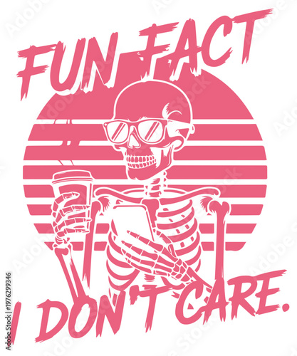 Skeleton Holding Coffee Cup – Minimal Funny Skull Design