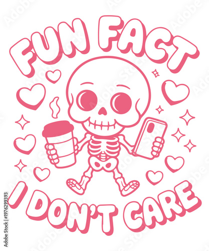 Skeleton Using Smartphone and Drinking Coffee – Modern Funny Design