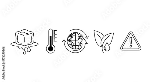 Climate change icons and symbols.