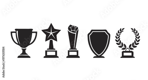 set de icones de campeonato de futebol trofeu titulo campeao isolado em fundo branco conceito esportivo