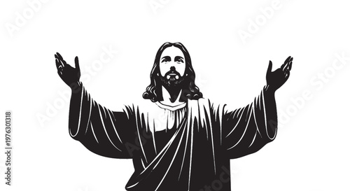 silhueta de jesus cristo isolado em fundo branco conceito fe e espiritualidade