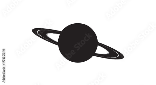 silhueta do planeta saturno isolado sobre fundo branco com aneis conceito de astronomia e espaco