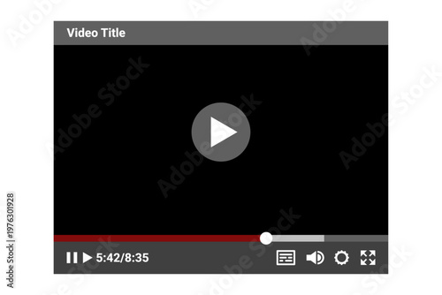 Modern Video Player Interface Template with Play Button and Controls