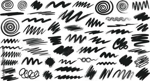 Brushstrokes show assorted dark ink textures.