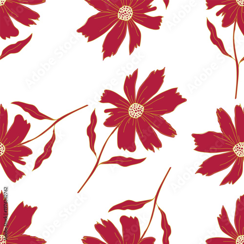 coquette seamless purple and yellow flowers pattern. Delicate petals and vibrant blossoms create an artistic and vintage botanical illustration. pastel flower seamless pattern