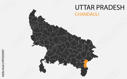 Foto Uttar Pradesh png map with districts, Indian state Uttar Pradesh district map, U