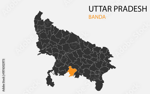Uttar Pradesh png map with districts, Indian state Uttar Pradesh district map, Uttar Pradesh Banda