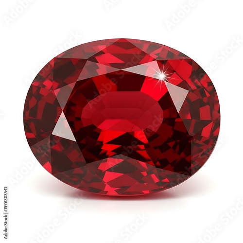Oval Cut Red Garnet Gemstone isolated on white background