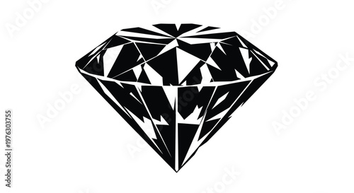 A striking black diamond shape with sharp facets a bold silhouette
