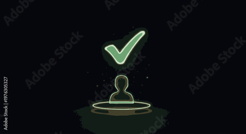 Green Check Mark Above Human Icon.