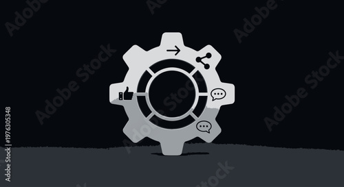 Cogwheel mechanism with icons on it.