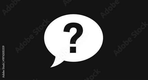Black and white question mark symbol.