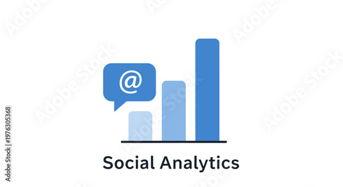 Social media analytics graph icon.