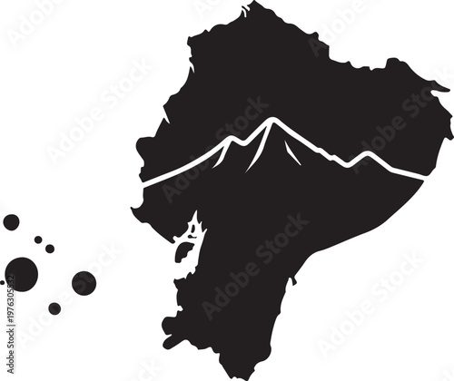 Ecuador map with mountain range.