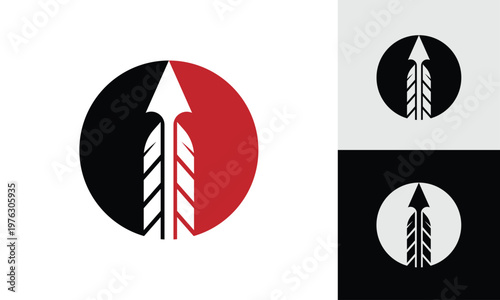 Arrow with feather minimal logo design