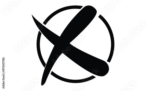 Stylized black cross mark inside round frame for voting and election illustration.