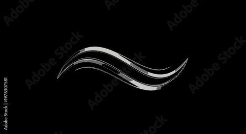 Metallic silver wavy curved lines.
