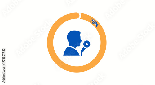 Blue silhouette of a man speaking.