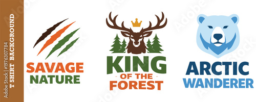 Savage nature deer king arctic wanderer bear polar t shirt design.