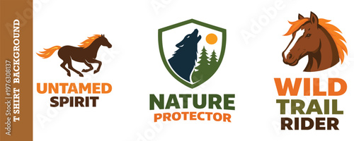 Untamed spirit horse running wild logo t shirt design nature protector outdoor.