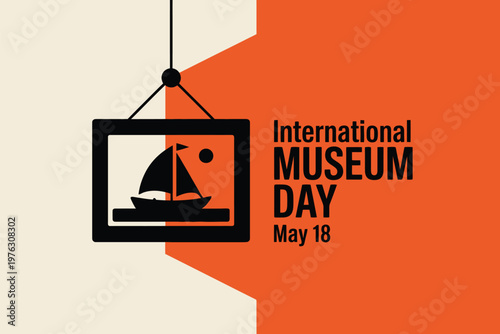 International Museum Day Promotion Graphic with Framed Painting Icon for Arts Culture History Heritage Sites Education and Gallery Visitors May 18