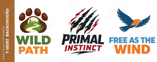 Wild path logo t shirt design primal instinct bird free wind.