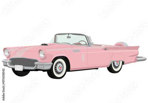 Classic Pink Vintage Convertible Car Illustration
