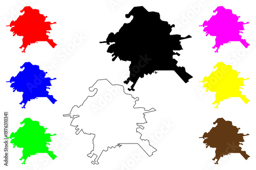 Usak city (Republic of Türkiye, Turkey) map vector illustration, scribble sketch Uşak map