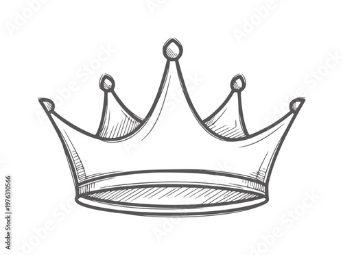 Hand drawn of a royal crown with pointed jewels symbol