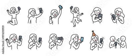 People using smartphones for various digital activities like taking selfies, sharing content, and enjoying social media interactions in a modern lifestyle.