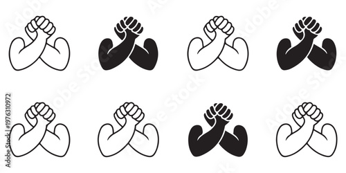 Strong Arm and Bicep Muscle Icons Set for Fitness and Power