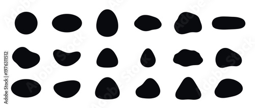 Abstract organic blob shapes vector illustration set with various fluid forms and irregular ink blot elements for modern design projects