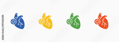 Cardiology Icon Set Color Multiple Style Collection Element For Design